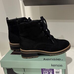 Kensie Women's Lace-Up Black Boots
